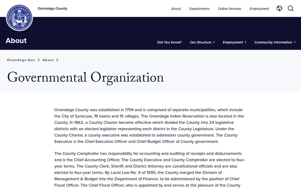 Onondaga County residents directory county government organization page