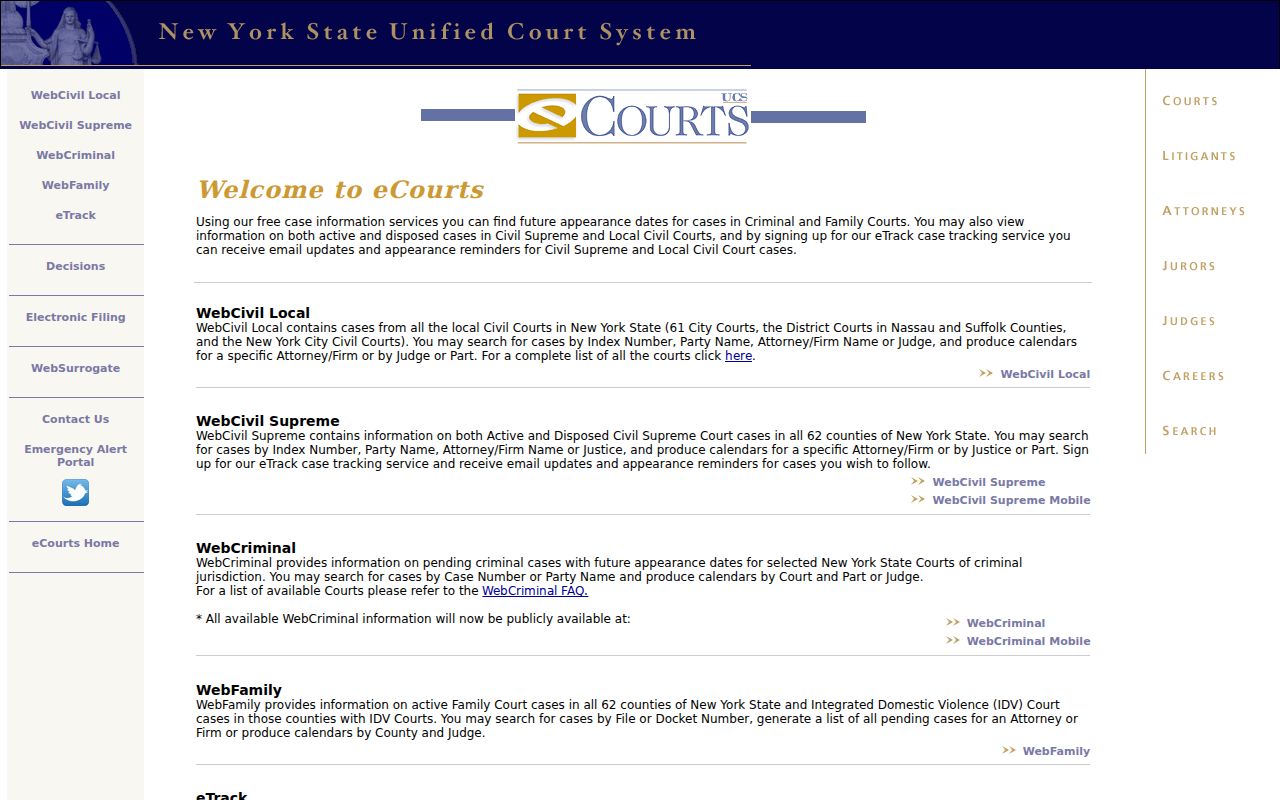 Onondaga County residents directory New York eCourts public search page
