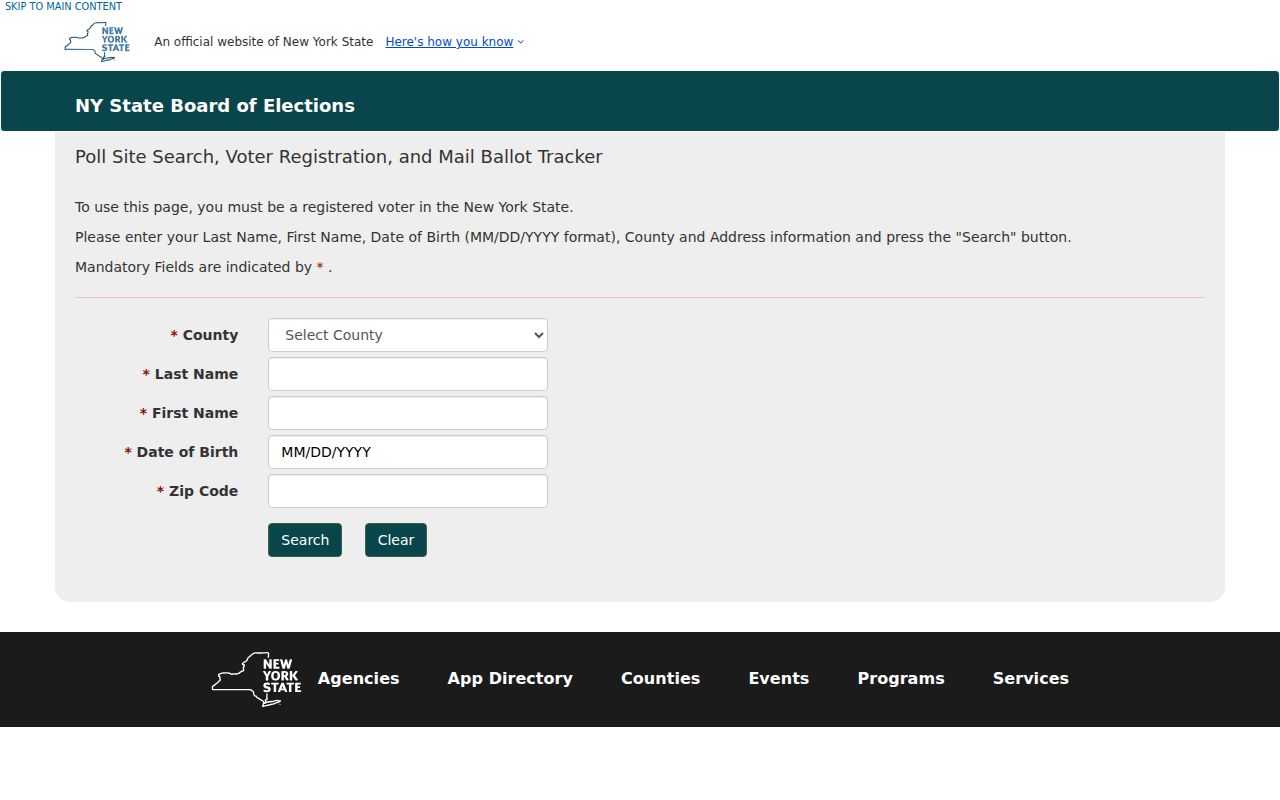 Onondaga County resident lookup New York voter status search